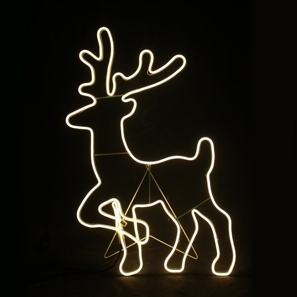 "STANDING REINDEER" 500LED ΣΧΕΔΙΟ 5m ΦΩΤΟΣΩΛ ΝΕΟΝ ΘΕΡΜΟ ΛΕΥΚΟ IP44 54x82cm 1.5m ΚΑΛΩΔ