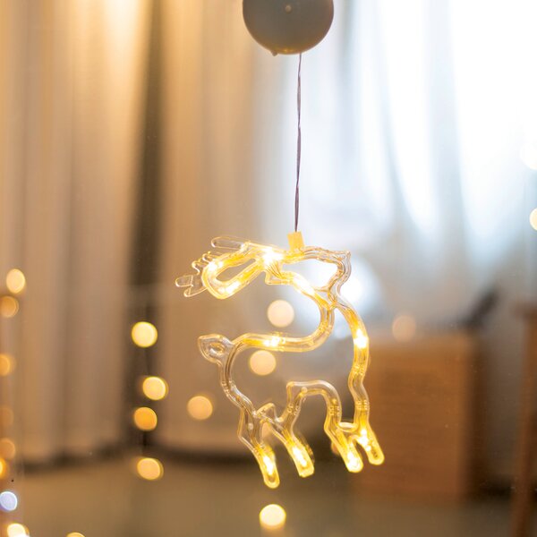 "WINDOW PLASTIC DEER" 10 LED ΛΑΜΠΑΚΙΑ WW ΜΠΑΤ. (3ΧΑΑΑ) IP20 13X19CM