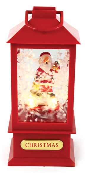 "PLASTIC SNOWY MUSIC SANTA LANTERN", 2 MINI LED ΛΑΜΠΑΚ. WW, ΜΠΑΤ. (3ΑA),IP20, 10Χ10Χ20CM