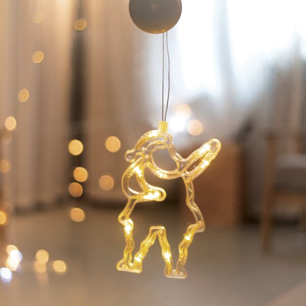 "WINDOW PLASTIC SANTA" 10 LED ΛΑΜΠΑΚΙΑ WW ΜΠΑΤ. (3ΧΑΑΑ) IP20 13X20.5CM