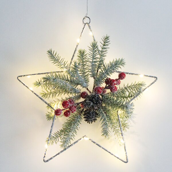 "HANGING STAR" 15 MINI LED WW Λ/ΚΙΑ ΜΠ/ΡΙΕΣ (3AA) IP20 30X30CM, 30CM ΔΙΑΦ. ΚΑΛΩΔΙΟ