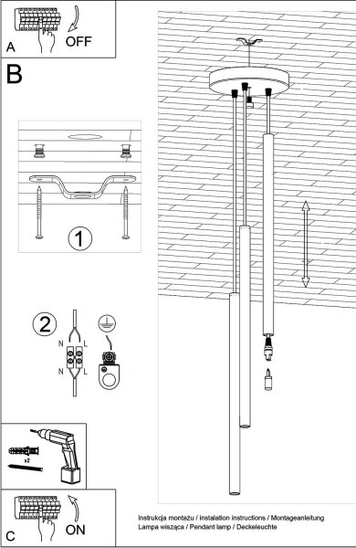 Brilagi - Κρεμαστό φωτιστικό οροφής LED DRIFA 3xG9/4W/230V μαύρο