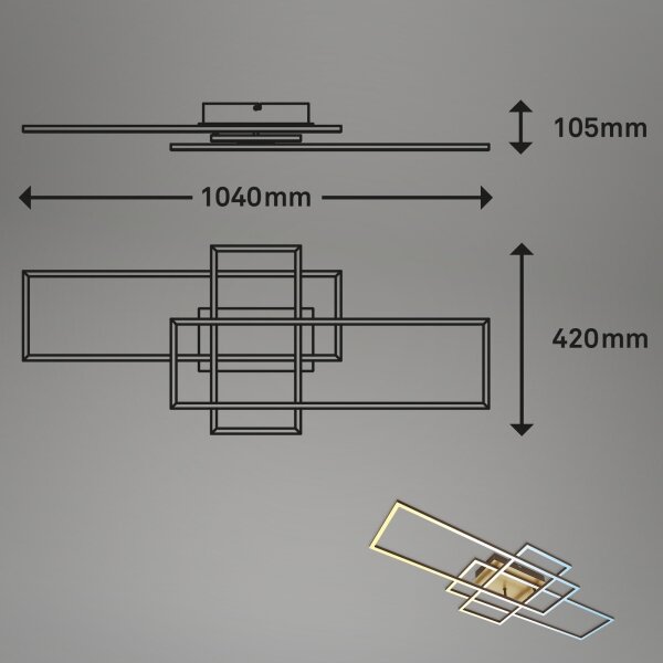 Brilo - Πλαφονιέρα οροφής LED ντιμαριζόμενη FRAME LED/51W/230V καφέ/χρυσαφί + RC