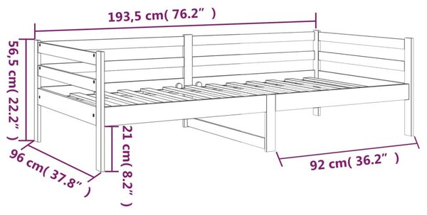 Καναπές Κρεβάτι Καφέ Μελί 90 x 190 εκ. από Μασίφ Ξύλο Πεύκου - Καφέ