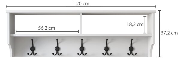 Κρεμάστρα τοίχου RANI 120x37,2 cm λευκό/μπεζ