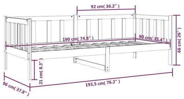 Καναπές Κρεβάτι Μαύρος 90 x 190 εκ. από Μασίφ Ξύλο Πεύκου - Μαύρο