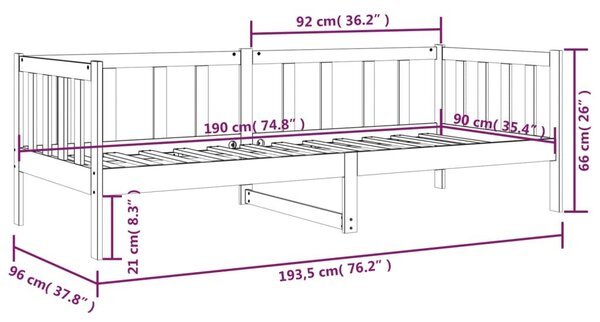 Καναπές Κρεβάτι Χωρίς Στρώμα 90x190 εκ. Μασίφ Ξύλο Πεύκου - Καφέ