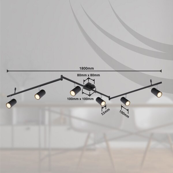 Globo 57910-6B - Φωτιστικό σποτ ROBBY 6xGU10/35W/230V μαύρο