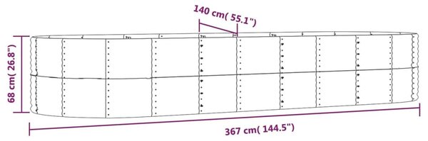 Ζαρντινιέρα Ασημί 367x140x68 εκ. Ατσάλι με Ηλεκτρ. Βαφή Πούδρας - Ασήμι