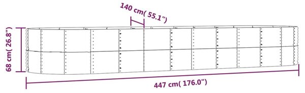 Ζαρντινιέρα Γκρι 447x140x68 εκ. Ατσάλι με Ηλεκτρ. Βαφή Πούδρας - Γκρι