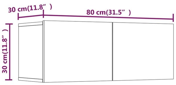 Έπιπλα Τηλεόρασης 2 τεμ. Γυαλιστ. Λευκό 80x30x30 εκ. Επεξ. Ξύλο - Λευκό