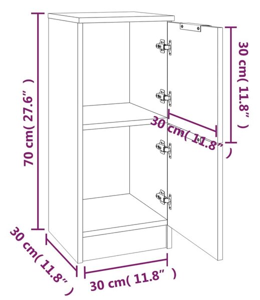 Ντουλάπι Γκρι Sonoma 30x30x70 εκ. από Επεξεργασμένο Ξύλο - Γκρι