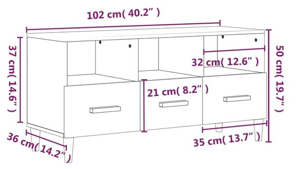 Έπιπλο Τηλεόρασης Λευκό 102x36x50 εκ. Επεξεργασμένο Ξύλο - Λευκό