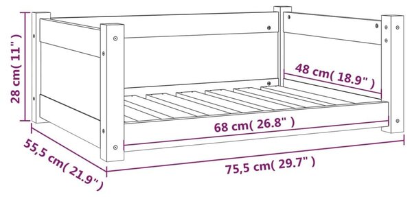 Κρεβάτι Σκύλου 75,5x55,5x28 εκ. από Μασίφ Ξύλο Πεύκου - Καφέ