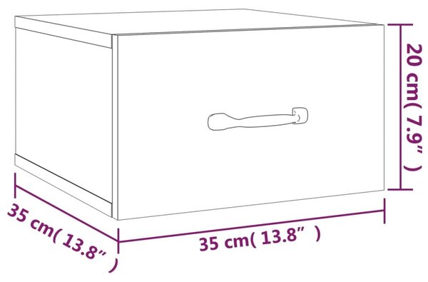 Κομοδίνο Επιτοίχιο Μαύρα 35 x 35 x 20 εκ. - Μαύρο