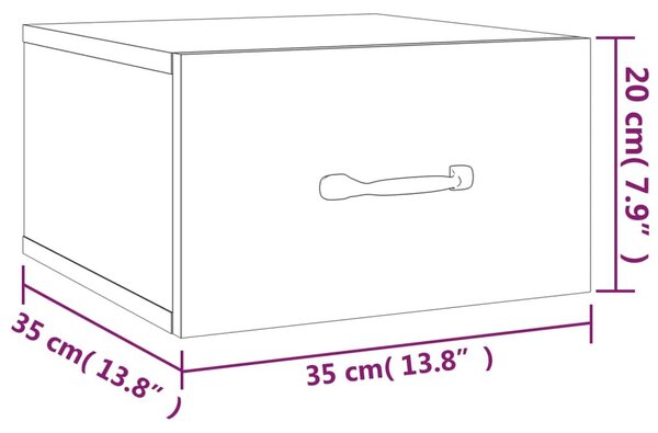 Κομοδίνο Επιτοίχιο Γυαλιστερό Λευκό 35 x 35 x 20 εκ. - Λευκό