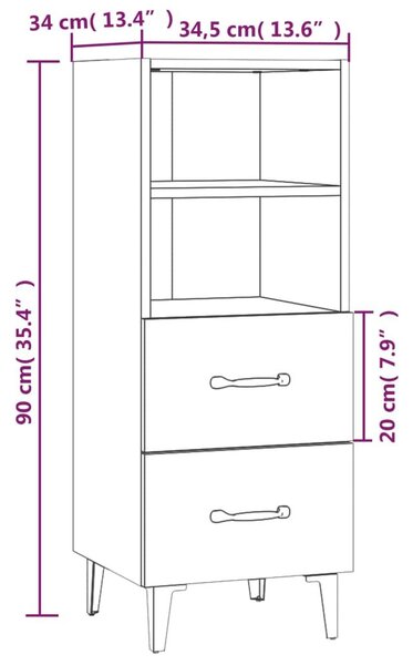 Ντουλάπι Γκρι Sonoma 34,5x34x90 εκ. από Επεξεργασμένο Ξύλο - Γκρι