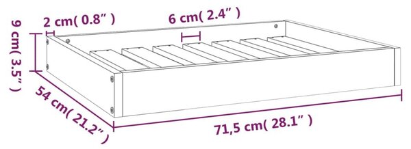 Κρεβάτι Σκύλου Μελί 71,5 x 54 x 9 εκ. από Μασίφ Ξύλο Πεύκου - Καφέ