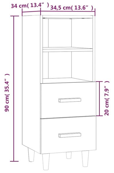 Ντουλάπι Καφέ Δρυς 34,5 x 34 x 90 εκ. Επεξεργασμένο Ξύλο - Καφέ