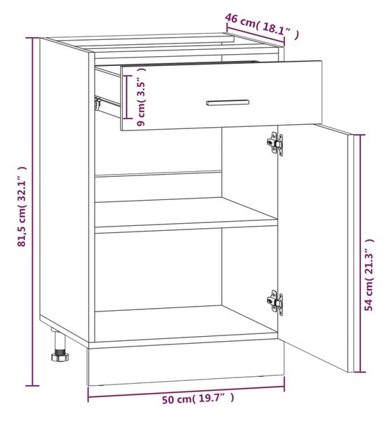 Έπιπλο Με Συρτάρι Καφέ Δρυς 50x46x81,5 εκ. Επεξεργασμένο Ξύλο - Καφέ