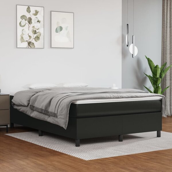 VidaXL Πλαίσιο Κρεβατιού Boxspring Μαύρο 140x190 εκ. Συνθετικό Δέρμα