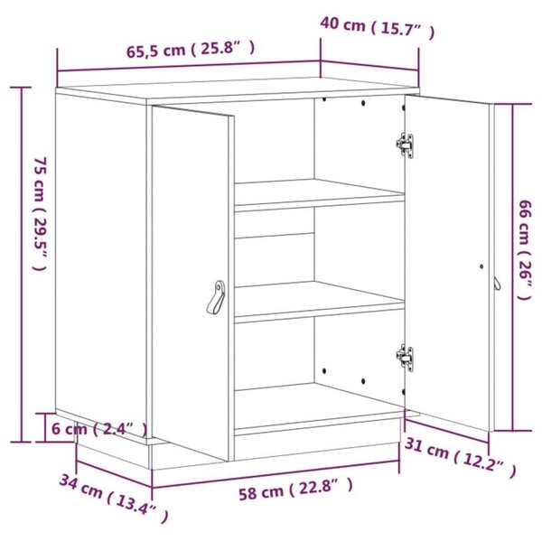 Ντουλάπι Καφέ Μελί 65,5 x 40 x 75 εκ. από Μασίφ Ξύλο Πεύκου - Καφέ