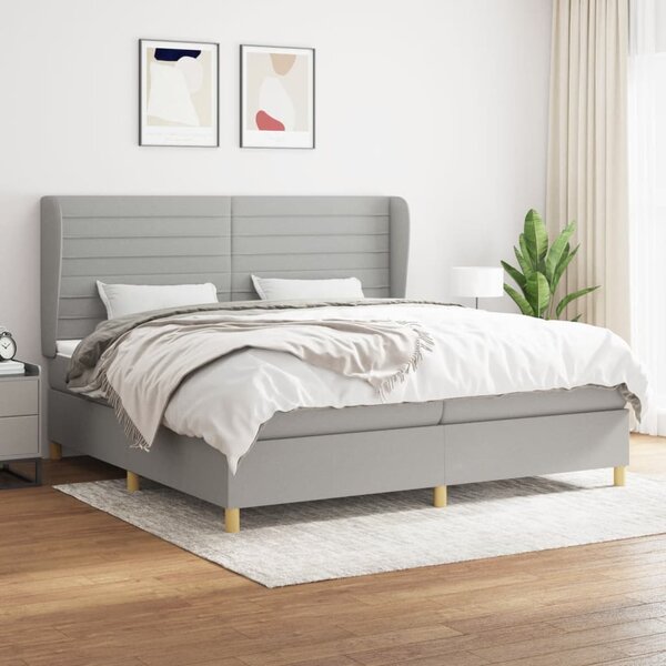 VidaXL Κρεβάτι Boxspring με Στρώμα Ανοιχτό Γκρι 200x200 εκ. Υφασμάτινο