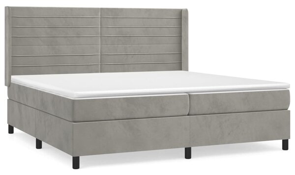 VidaXL Κρεβάτι Boxspring με Στρώμα Ανοιχτό Γκρι 200x200 εκ. Βελούδινο