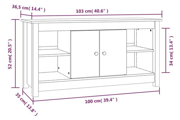 Έπιπλο Τηλεόρασης Μελί Καφέ 103x36,5x52εκ από Μασίφ Ξύλο Πεύκου - Καφέ