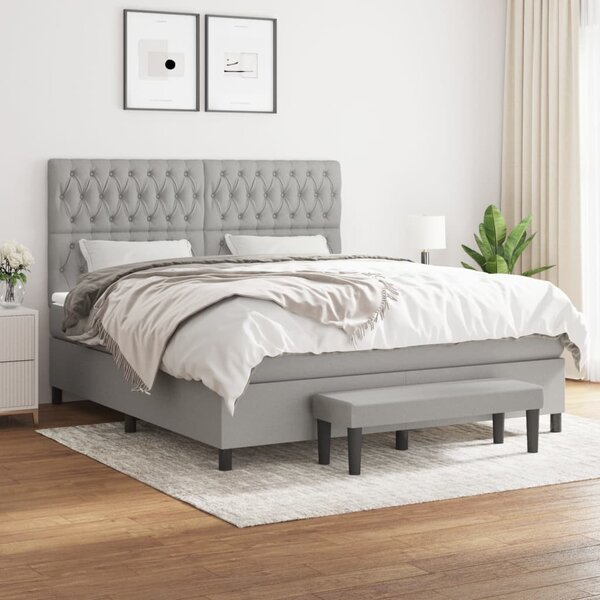 VidaXL Κρεβάτι Boxspring με Στρώμα Ανοιχτό Γκρι 180x200 εκ. Υφασμάτινο