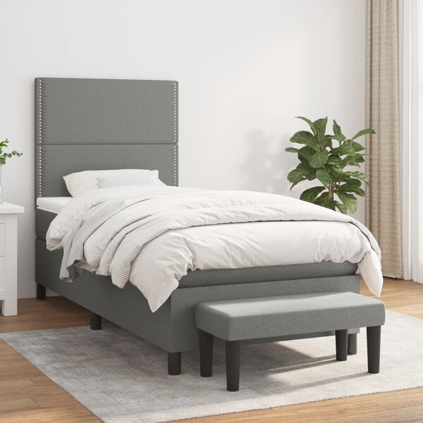 VidaXL Κρεβάτι Boxspring με Στρώμα Σκούρο Γκρι 80x200 εκ. Υφασμάτινο