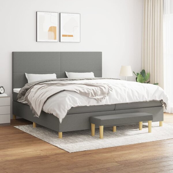 VidaXL Κρεβάτι Boxspring με Στρώμα Σκούρο Γκρι 200x200 εκ. Υφασμάτινο