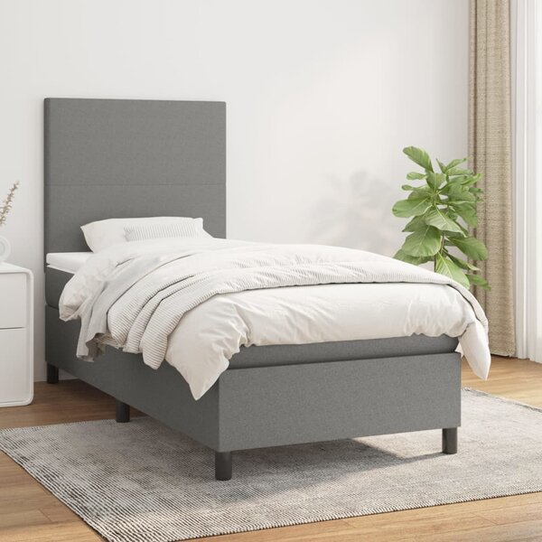 VidaXL Κρεβάτι Boxspring με Στρώμα Σκούρο Γκρι 80x200 εκ. Υφασμάτινο