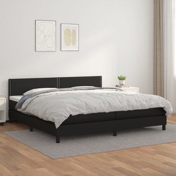 VidaXL Κρεβάτι Boxspring με Στρώμα Μαύρο 200x200 εκ. Συνθετικό Δέρμα