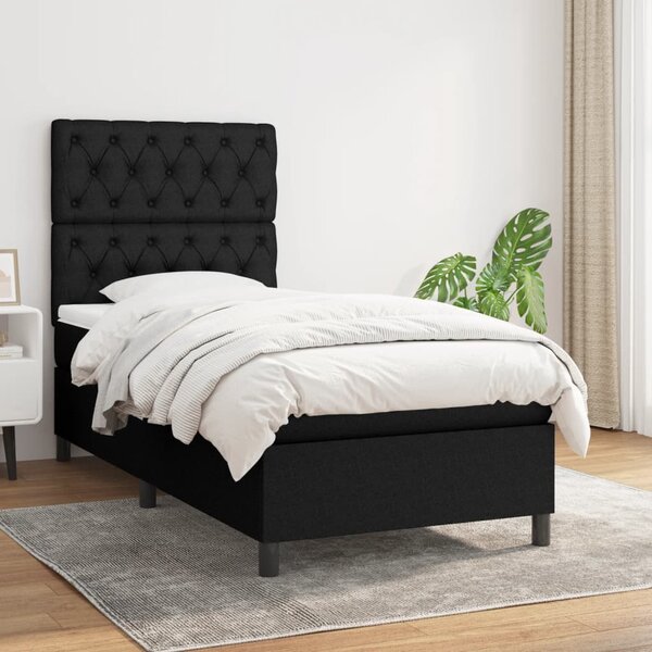 VidaXL Κρεβάτι Boxspring με Στρώμα Μαύρο 80 x 200 εκ. Υφασμάτινο