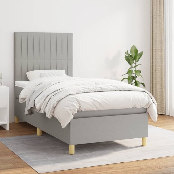 VidaXL Κρεβάτι Boxspring με Στρώμα Ανοιχτό Γκρι 80x200 εκ. Υφασμάτινο