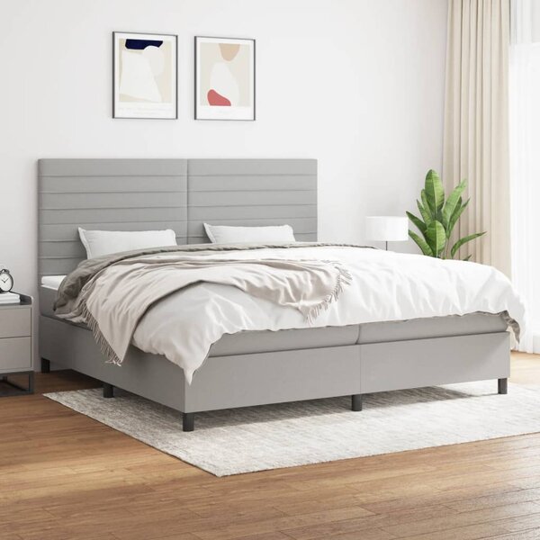 VidaXL Κρεβάτι Boxspring με Στρώμα Ανοιχτό Γκρι 200x200 εκ. Υφασμάτινο