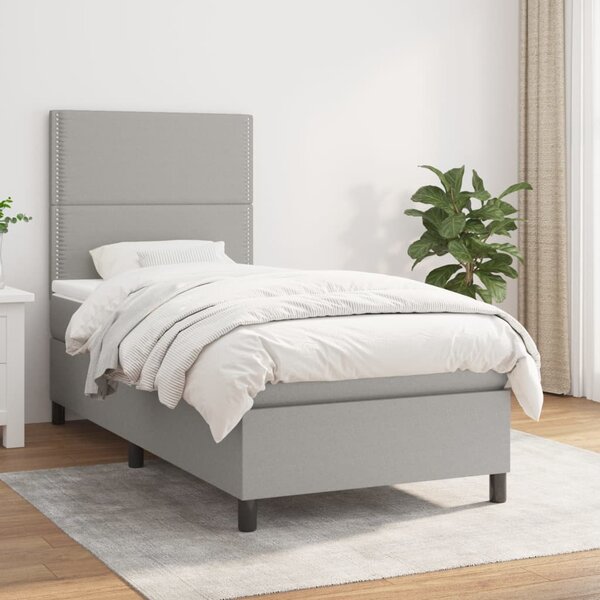 VidaXL Κρεβάτι Boxspring με Στρώμα Ανοιχτό Γκρι 80x200 εκ. Υφασμάτινο