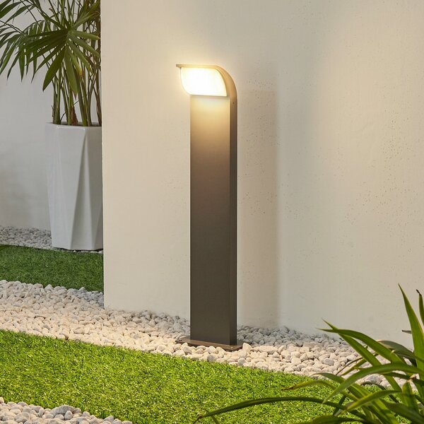 Lucande LED φωτιστικό βάθρο Tinna, 60 cm, ανθρακί, IP65, Μαύρο, Αλουμίνιο, σύγχρονο