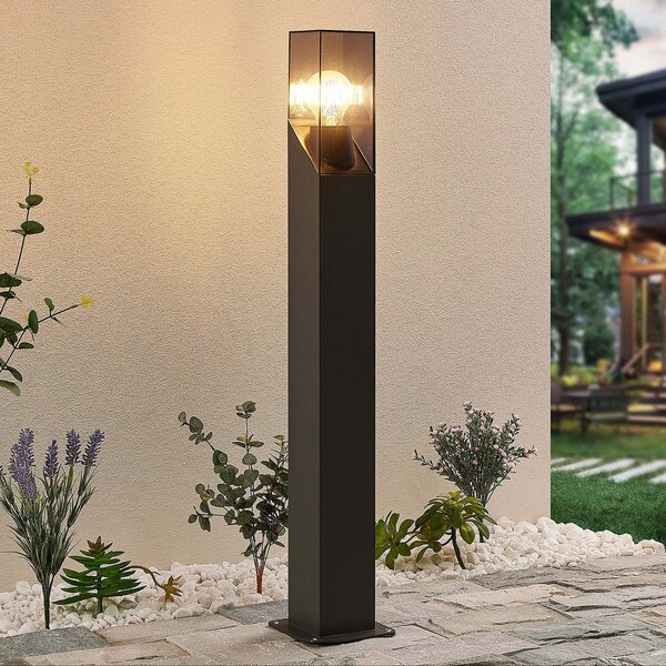 Lucande Φωτιστικό μονοπατιών Fiola, 80 cm, ανθρακί, IP54, ρυθμιζόμενος, Μαύρο, Μέταλλο, σύγχρονο