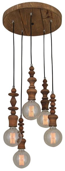 Φωτιστικό Οροφής Κρεμαστό HL-041R-5P 77-2738 Melody Aged Wood Homelighting