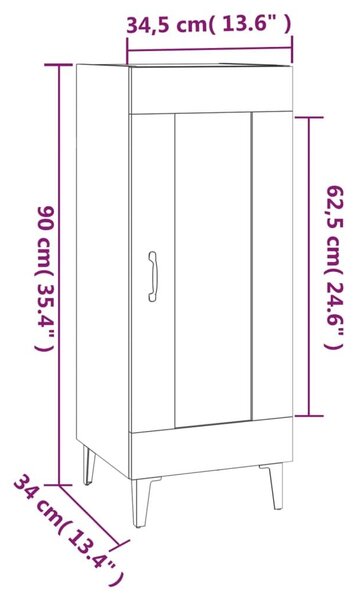 Ντουλάπι Καφέ Δρυς 34,5 x 34 x 90 εκ. Επεξεργασμένο Ξύλο - Καφέ