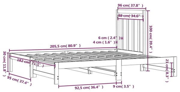 Καναπές Κρεβάτι Συρόμενος Γκρι 2x(90x200) εκ. Μασίφ Ξύλο Πεύκου - Γκρι