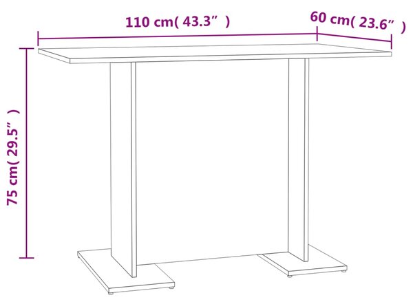 VidaXL Τραπεζαρία Λευκή / Sonoma Δρυς 110x60x75 εκ. από Μοριοσανίδα