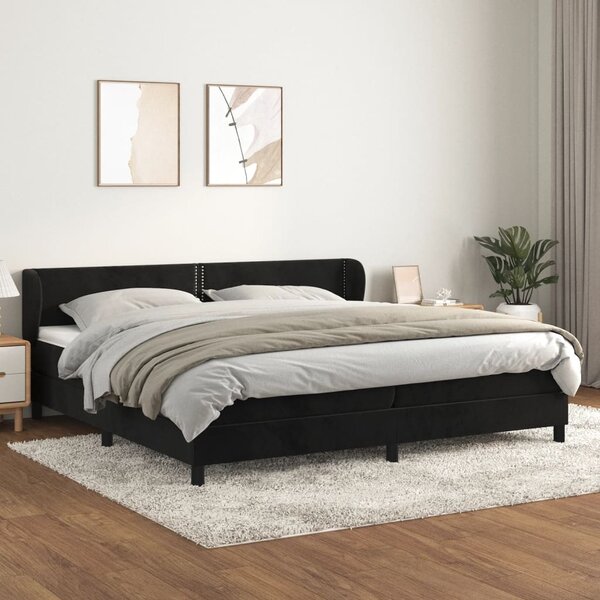 VidaXL Κρεβάτι Boxspring με Στρώμα Μαύρο 200x200 εκ. Βελούδινο