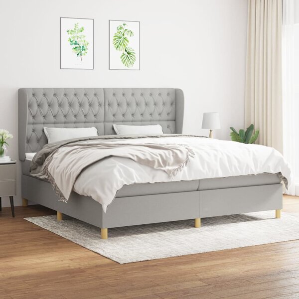 VidaXL Κρεβάτι Boxspring με Στρώμα Ανοιχτό Γκρι 200x200 εκ. Υφασμάτινο