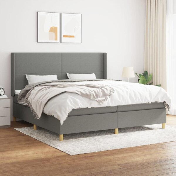 VidaXL Κρεβάτι Boxspring με Στρώμα Σκούρο Γκρι 200x200 εκ. Υφασμάτινο