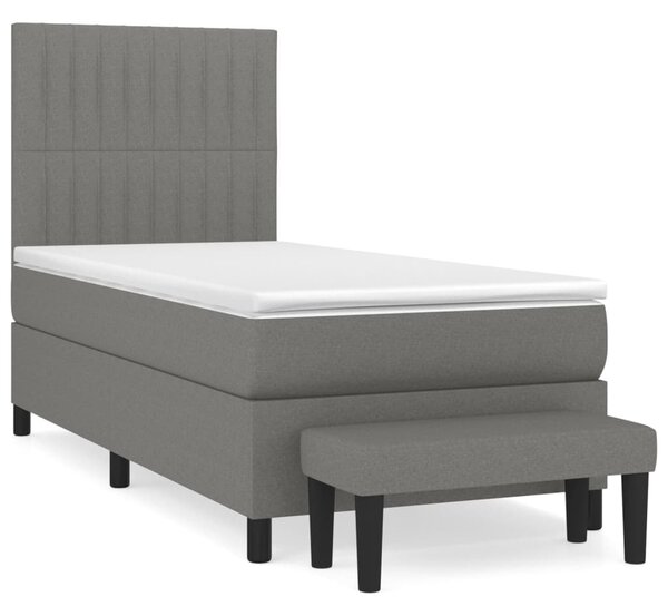 VidaXL Κρεβάτι Boxspring με Στρώμα Σκούρο Γκρι 90x190 εκ. Υφασμάτινο