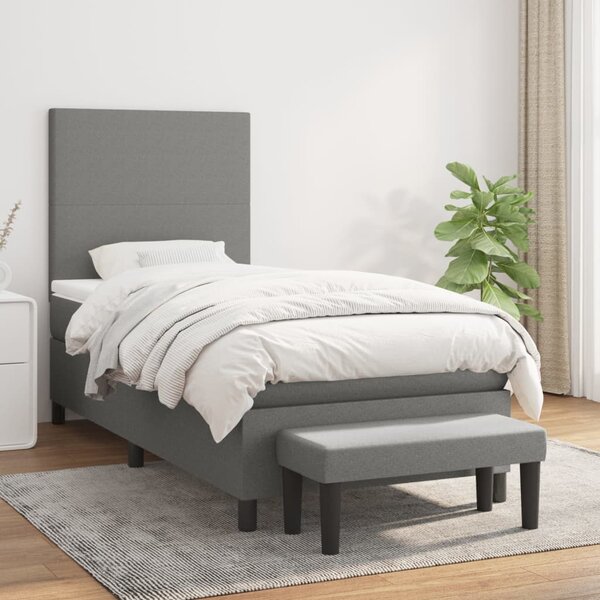 VidaXL Κρεβάτι Boxspring με Στρώμα Σκούρο Γκρι 80x200 εκ. Υφασμάτινο