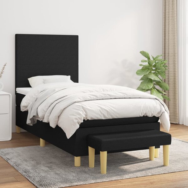 VidaXL Κρεβάτι Boxspring με Στρώμα Μαύρο 90x190 εκ.Υφασμάτινο